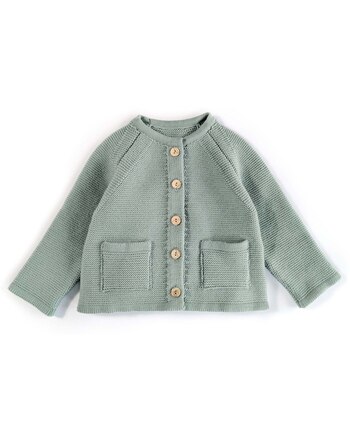 Halfen Strickerei Baby-Strickjacke aus 100 % Merinowolle - Mint