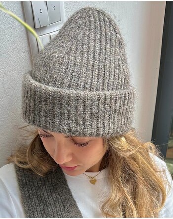 Halfen Strickerei Damen-Grobstrick-Beanie aus Merino, Alpaka & Seide - Mokka 🤎🌿