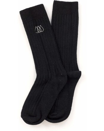 Halfen Strickerei Damen-/Herren-Socken aus Schurwolle - Schwarz