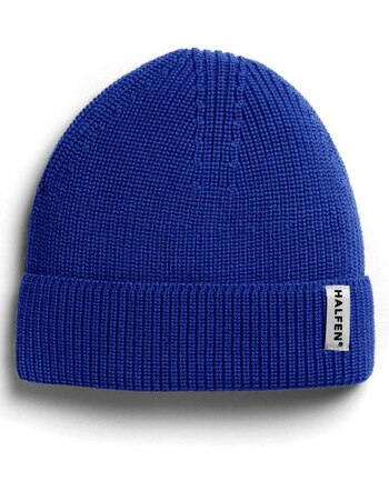 Halfen Strickerei Damen-Mütze aus 100% Merinowolle - Royal Blue