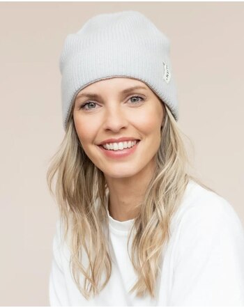 Halfen Strickerei Damen-Mütze aus Cashmere und Merinowolle - Beige