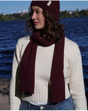 Halfen Strickerei Damen-Schal aus Merinowolle - Cherry