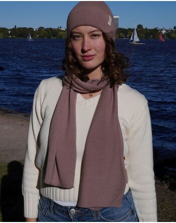 Halfen Strickerei Damen-Schal aus Merinowolle - Mauve