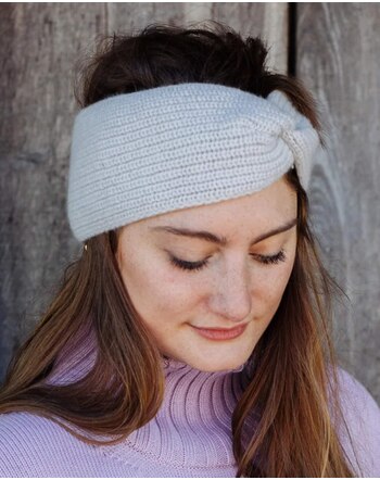 Halfen Strickerei Damen-Stirnband aus Cashmere/Merinowolle - Grau