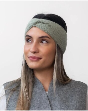 Halfen Strickerei Damen-Stirnband aus Cashmere/Merinowolle - Sage