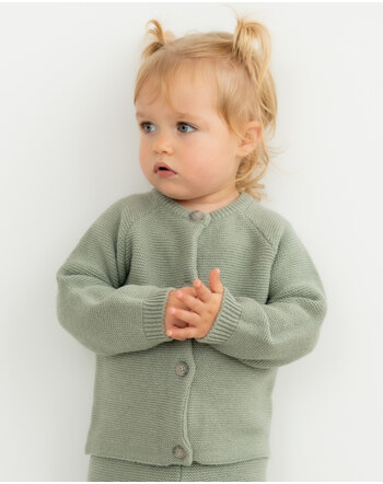 Halfen Strickerei Feinstrick-Cardigan aus Cashmere und Merinowolle - Sage