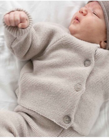 Halfen Strickerei Feinstrick-Cardigan aus Cashmere und Merinowolle - Beige
