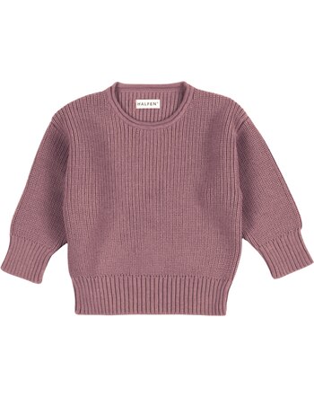 Halfen Strickerei Grobstrick-Sweater aus Merinowolle - Mauve