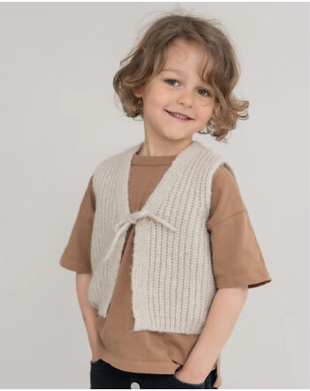 Halfen Strickerei Grobstrick-Weste aus Merino, Alpaka & Seide - Beige