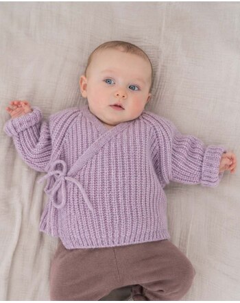 Halfen Strickerei Grobstrick-Jacke zum Wickeln aus Merino, Alpaka & Seide - Flieder 💜🌿