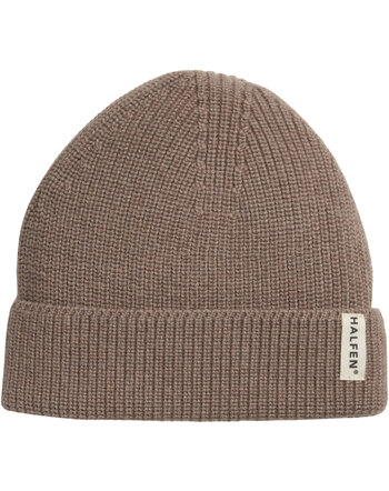 Halfen Strickerei Mütze/Beanie aus Merinowolle - Nuss