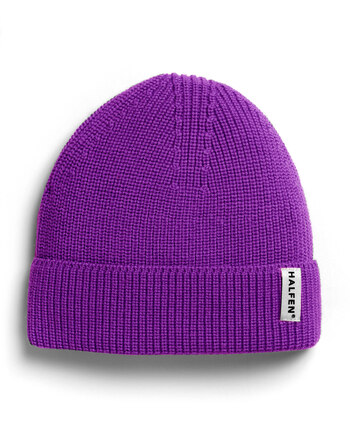 Halfen Strickerei Mütze/Beanie aus Merinowolle - Purple