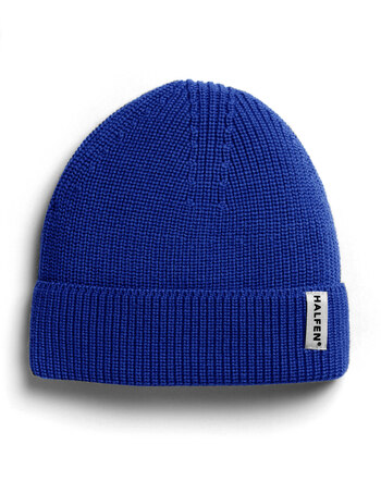 Halfen Strickerei Kinder-Mütze/Beanie aus Merinowolle - Royal Blue