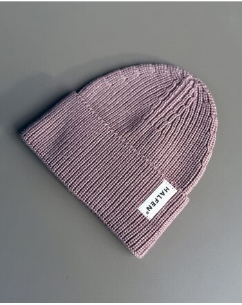 Halfen Strickerei Neugeborenen-Mütze aus Merinowolle für 0-7 M.- Mauve