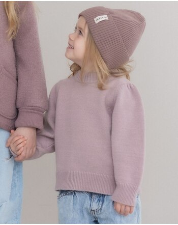 Halfen Strickerei Sweater mit Puffärmeln aus Cashmere und Merinowolle - Altrose