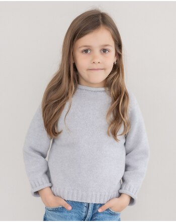 Halfen Strickerei Sweater mit Rollkragen aus Merinowolle und Baumwolle - Grau