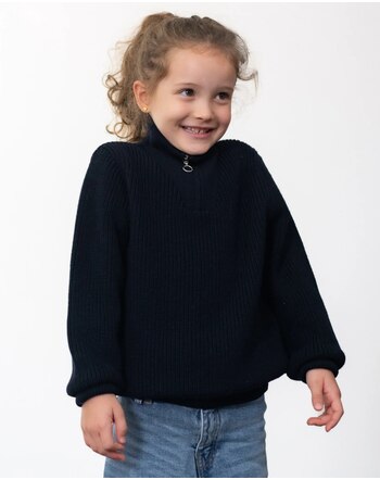 Halfen Strickerei Troyer/Pullover aus Merinowolle - Marine