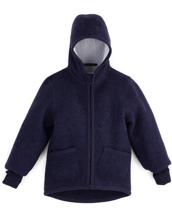 Halfen Strickerei Walk-Jacke mit Reißverschluss aus Schurwolle - Marine