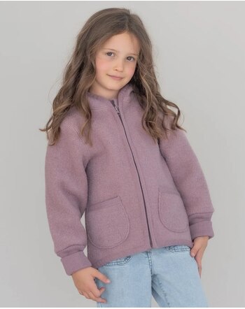 Halfen Strickerei Walk-Jacke mit Reißverschluss aus Schurwolle - Mauve