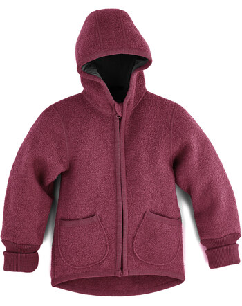 Halfen Strickerei Walk-Jacke mit Reißverschluss aus Schurwolle - Cherry