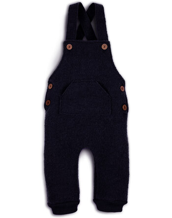Halfen Strickerei Walk-Latzhose mit Bauchtasche aus Schurwolle - Marine
