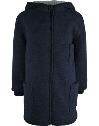 Halfen Walk coat with hood virgin wool GOTS marine K2W30