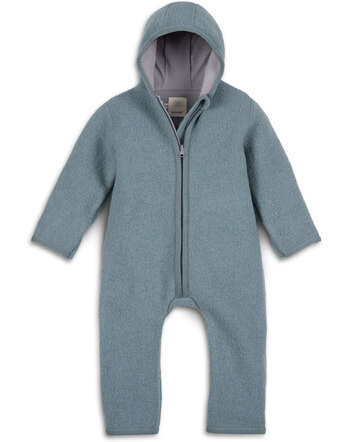 Halfen Strickerei Walk-Overall mit Kapuze aus Schurwolle - Rauchblau