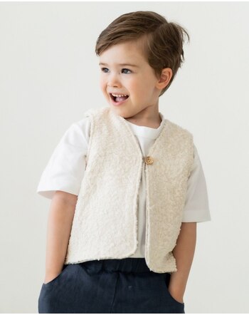 Halfen Strickerei Walk-Weste aus 100% Bio-Schurwolle - Natur