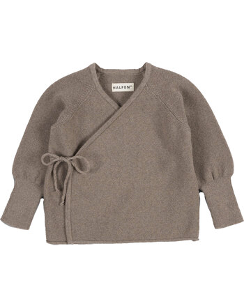 Halfen Strickerei Wickeljacke/Schlüttli aus Merinowolle - Nuss