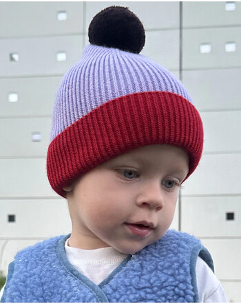 Happy Mess Merino-Beanie/-Mütze aus 100 % Merinowolle - Berry & Red