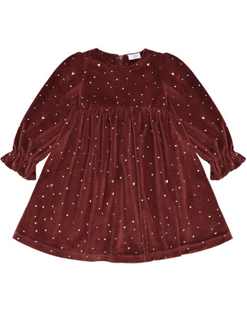 Hust and Claire Samt-Kleid mit goldenen Herzen 'HCDonna Gold' - New Maroon