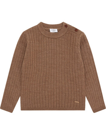 Hust and Claire Strick-Pullover aus 100% Wolle mit Ripp-Strickmuster - Coca Mocha