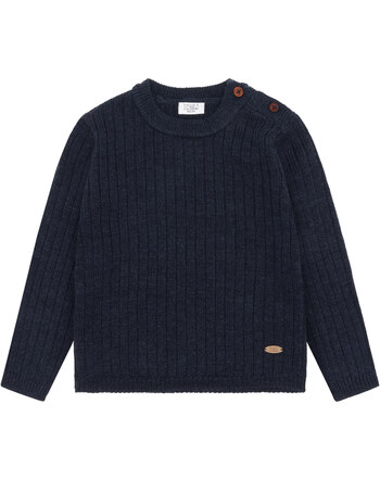 Hust and Claire Strick-Pullover aus 100% Wolle mit Ripp-Strickmuster - More Navy