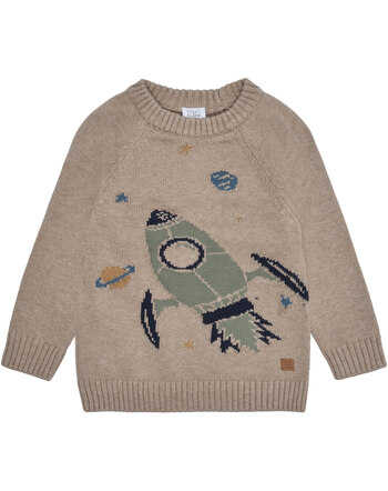 Hust and Claire Strick-Pullover mit Rakete aus 100% Bio-Baumwolle HCPelle - Biscuit 🚀
