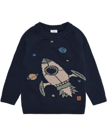 Hust and Claire Strick-Pullover mit Rakete aus 100% Bio-Baumwolle HCPelle - More Navy
