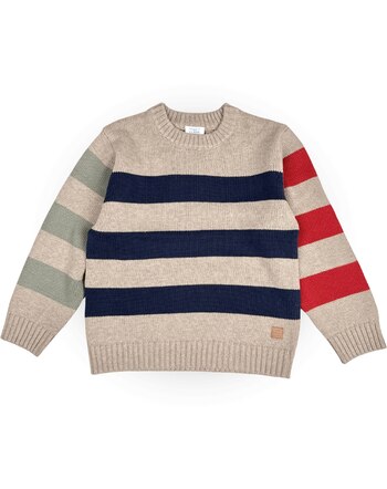 Hust and Claire Strick-Pullover mit Streifen aus 100% Bio-Baumwolle HCPelle - Biscuit