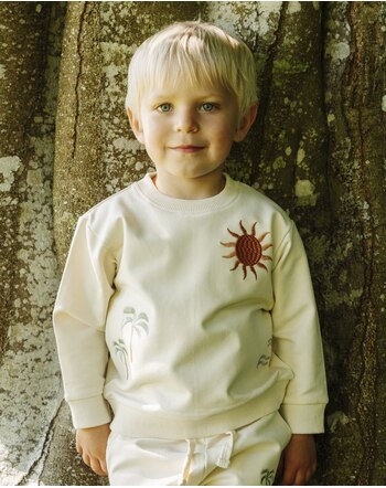 Hust and Claire Sweatshirt/Pullover 'HCSejer Palms' mit Sommer-Stickerei aus Baumwolle - Sandshell 🌴