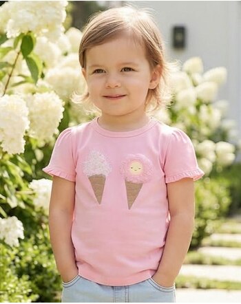 Hust and Claire T-Shirt 'HCAlma Ice Cream' mit Print & Tüll-Details aus Baumwolle - Shell