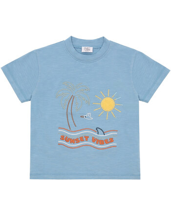 Hust and Claire T-Shirt 'HCArthur Sunset' mit Sommer-Stickerei aus Bio-Baumwolle - Glacier