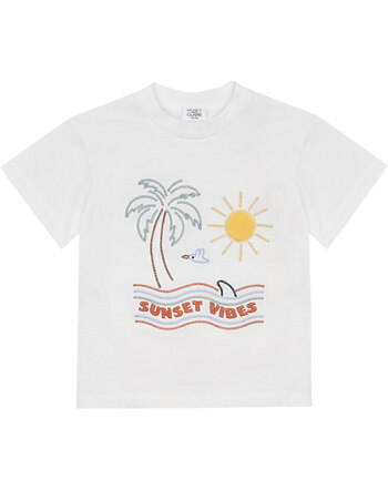 Hust and Claire T-Shirt 'HCArthur Sunset' mit Sommer-Stickerei aus Bio-Baumwolle - Ivory