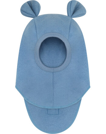 Huttelihut Wollfleece-Schlupfmütze mit Öhrchen aus 100 % Merinowolle - Windward Blue