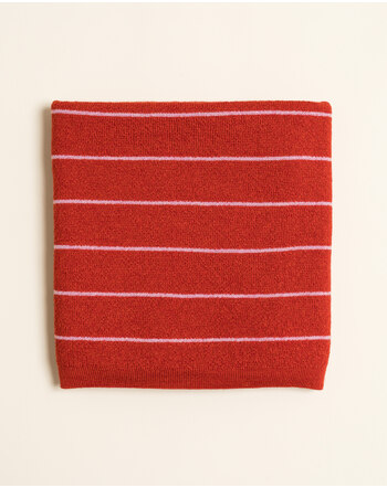 Hvid Baby-Decke 70 x 95 cm 'Harry' aus Merinowolle - Red/Cotton Candy