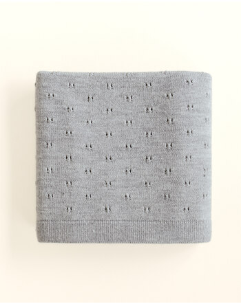 Hvid Baby-Decke 'Bibi' aus 100% Meirnowolle 70 x 95 cm - Grey Melange