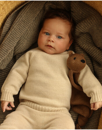 Hvid Baby-Pullover 'Georgette' aus Merinowolle - Cream