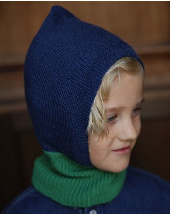 Hvid Balaclava/Schlupfmütze Eddy aus Merinowolle - Blue/Grass