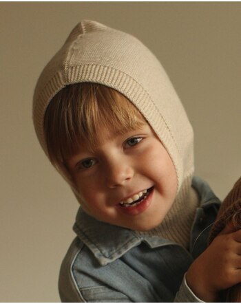 Hvid Balaclava/Schlupfmütze Eddy aus Merinowolle - Cream