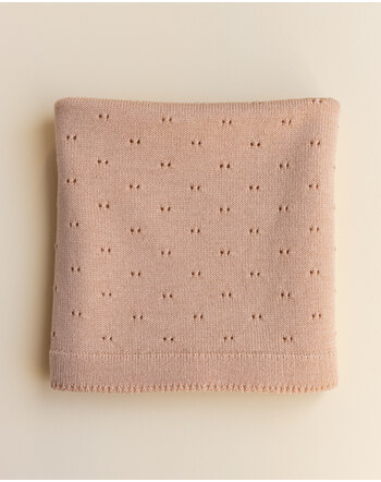 Hvid Baby-Decke 'Bibi' aus 100% Meirnowolle 70 x 95 cm - Apricot
