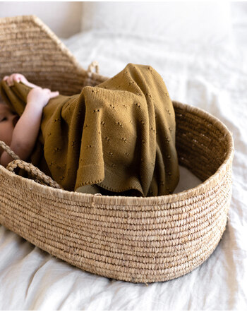 Hvid Decke Merinowolle Bibi  70 x 95 cm - Mustard 