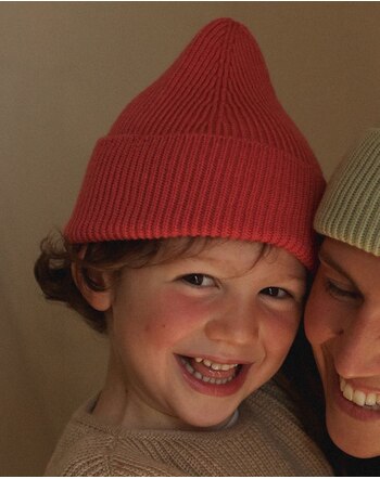 Hvid Kids-Mütze/Beanie 'Fonzie' aus Merinowolle - Lollipop