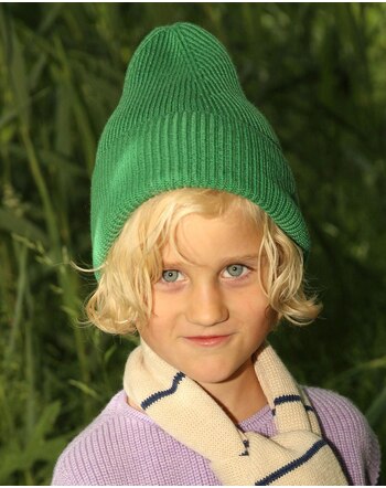 Hvid Kinder-Mütze/Beanie 'Fonzie' aus Merinowolle - Grass